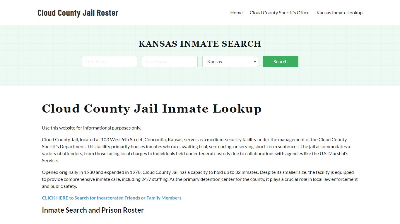 Cloud County Jail Roster Lookup, KS, Inmate Search